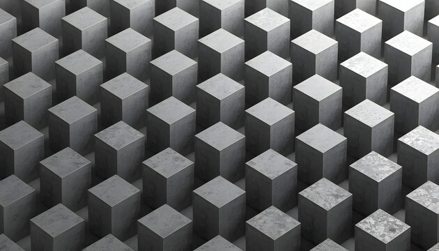Isometric view of repeating gray cube structures creating a geometric pattern with geometric structure isometric abstract industrial