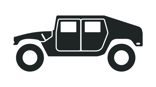 Black silhouette of a military Humvee vehicle.