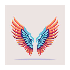 Fototapeta premium Colorful graphic illustration of a pair of wings