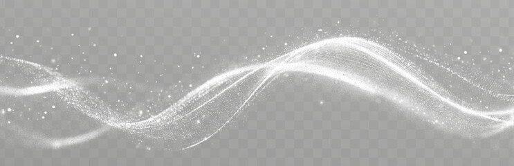 Transparent PNG white glowing wave light streak swirl sparkle trail effect overlay with dynamic flowing motion lines creating futuristic abstract energy visuals background illustration neon laser car © Diana