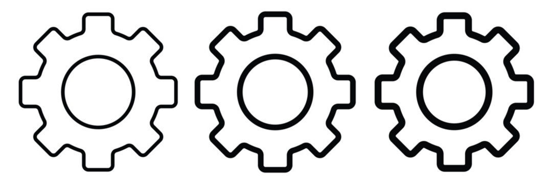 black Settings icon vector isolated . thin symbols or lined elements in outline style white background, EPS10 