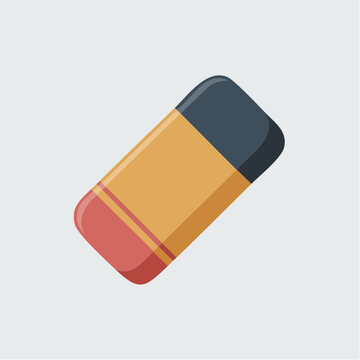 A flat vector illustration of a rectangular pencil eraser sits against a light background.
