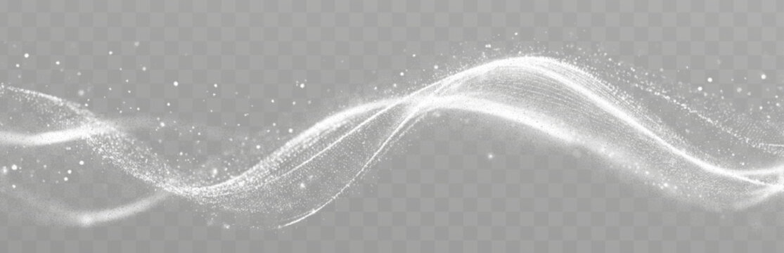 Transparent PNG white glowing wave light streak swirl sparkle trail effect overlay with dynamic flowing motion lines creating futuristic abstract energy visuals background illustration neon laser car