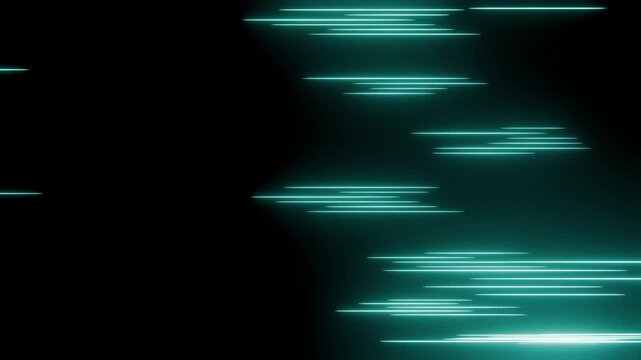 光るネオンのラインが横に移動するアニメ効果線ループ背景動画素材 / Glowing neon lines moving horizontally anime speed line loop background video
