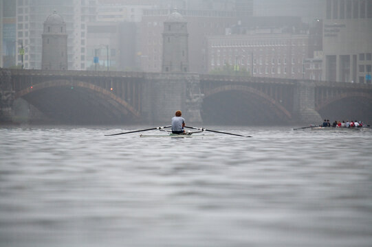 Tourists boating in a river, Charles River