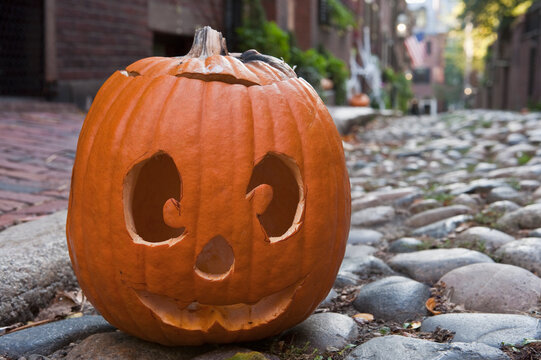 Close-up of a Jack O' Lantern, Acorn Street