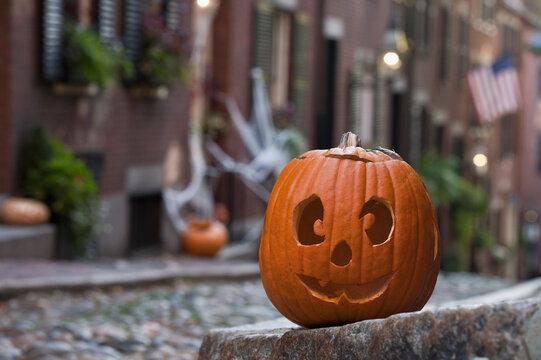 Close-up of a Jack O' Lantern, Acorn Street