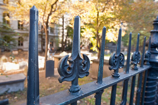 Wrought iron fence at King's Chapel Burial Ground