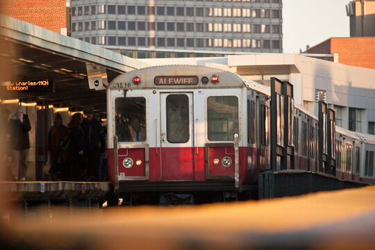 Train at railroad station in a city