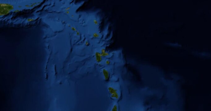 Grande-Terre on Globe. Zoom into the island with Earth spinning in space. High detail physical world map with Grande-Terre on it. Elements of this image furnished by NASA.