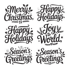 Merry christmas and happy holidays festive greeting card messages Vector, illustration © Jihad93