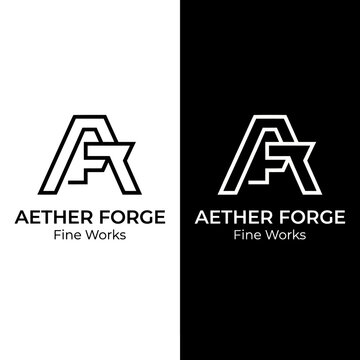 Modern Aether Forge Fine Works Logo Design.