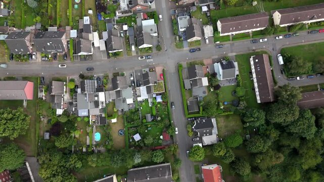 Suburban Houses and Gardens Top Down Aerial Germany