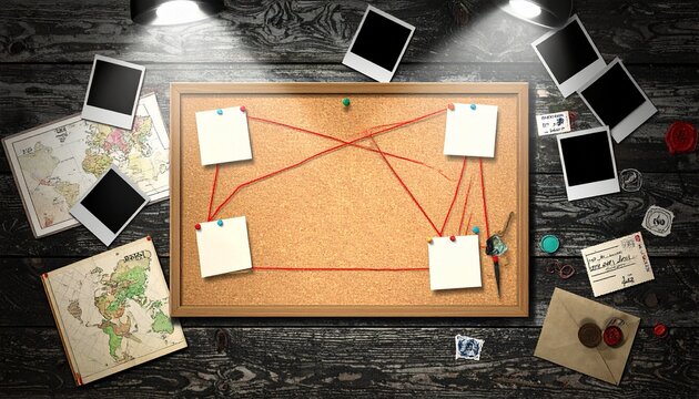Detective Investigation Cork Board Workspace