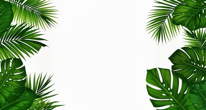 Tropical leaves on white background vector illustration
