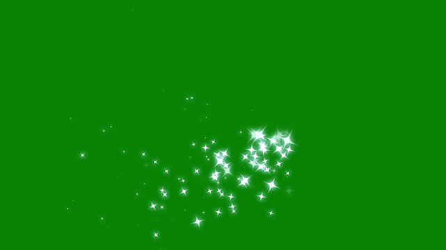 Luxury sparkling star trail, explosion, glowing pixie dust swirl, white fairy glitter animation, dazzling light streak, magical twinkle particles, fantasy motion graphics overlay on green screen.4K