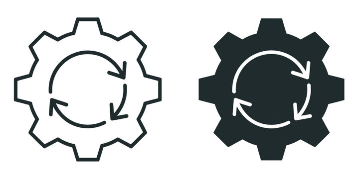 Processing icon concept system operation and task execution indicator for loading progress software computation and digital workflow management interface graphic, vector design