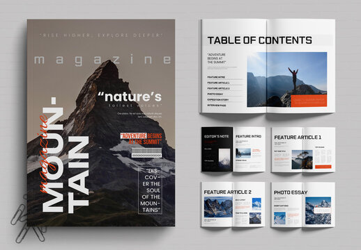 Mountain Adventure Magazine Design Template