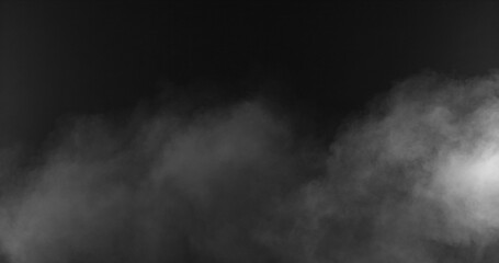 Obraz premium Soft white smoke drifting through dark background. Abstract fog texture ideal for cinematic overlays, visual effects, compositing, atmospheric scenes and creative video production.