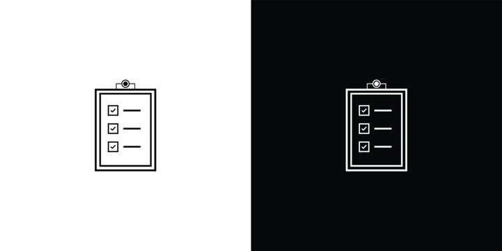 Black and white of a checklist with three checkboxes and a pencil black background, white checklist