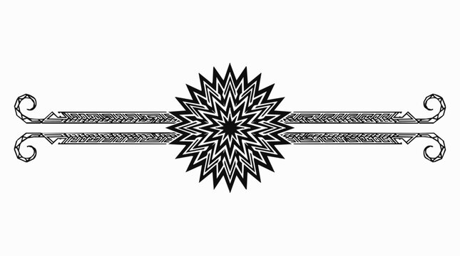 Geometric design, decorative border - Elegant geometric black and white decorative design featuring a starburst and ornate borders