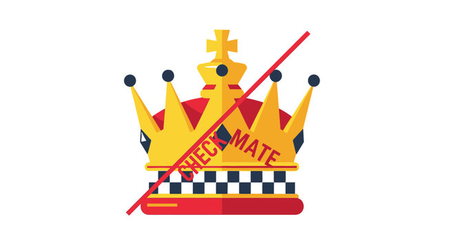 Stylized crown illustration with checkmate text for conceptual design