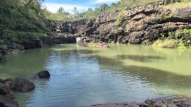 wild waterfalls in amazonas jungle