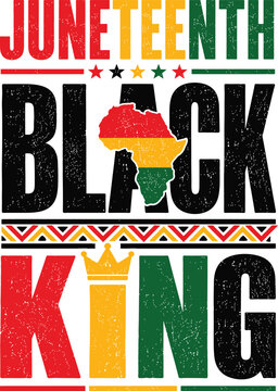Juneteenth Black King Typography Design with African Heritage Colors