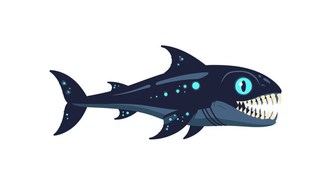 Cartoon shark illustration isolated on white background for various design projects