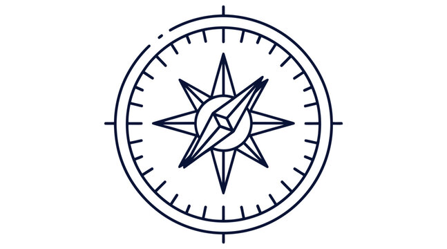 Navigation compass star symbol for travel and direction, minimalist vector icon