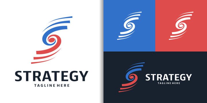 Initial Letter S for for Synchronization of the Spinning Tornado Spiral Switch, Business Strategy and Growth Solutions &ndash; logo design Spiral Tornado Spin Storm