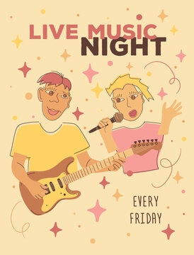 Hand-Drawn Live Music Night Band Poster