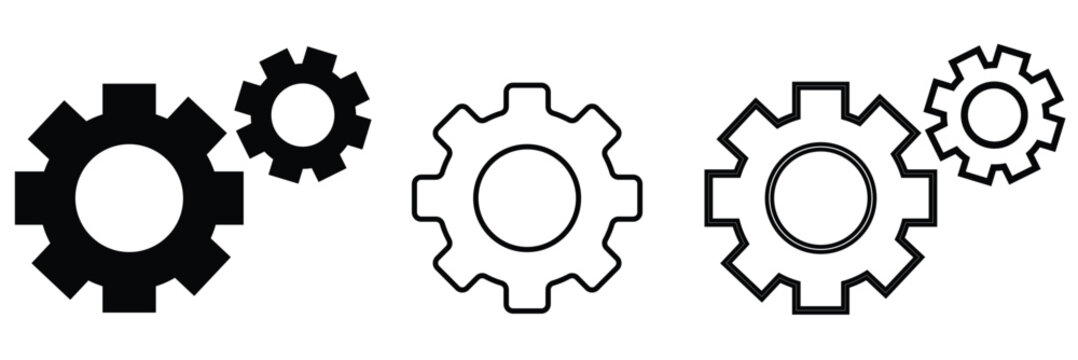 black Settings icon vector isolated . thin symbols or lined elements in outline style white background, EPS10 