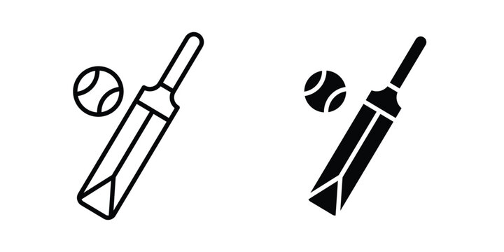 Cricket bat and ball icon
