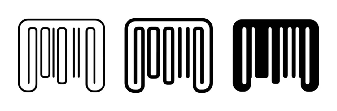 Barcode Icons Set, Retail Scanning Symbols, Product Identification Graphics