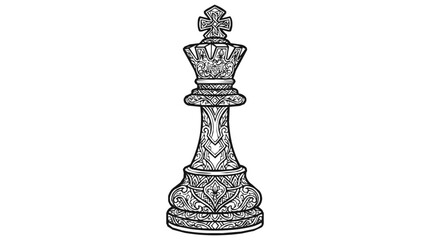 Obraz premium Ornate illustration of a chess king with intricate patterns and mandala design as a leadership symbol for strategy and success