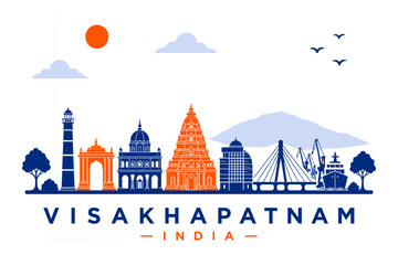Obraz premium Visakhapatnam India Minimalist Skyline Vector Illustration