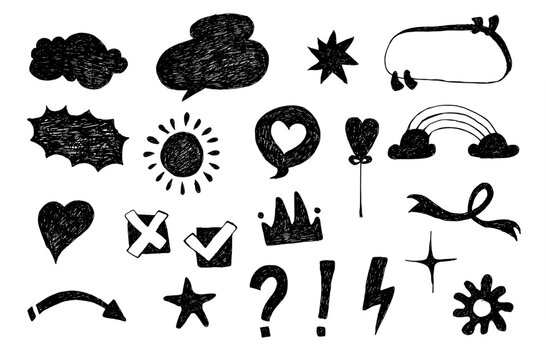 Set of hand draw scrapbook doodle collection illustration design elements