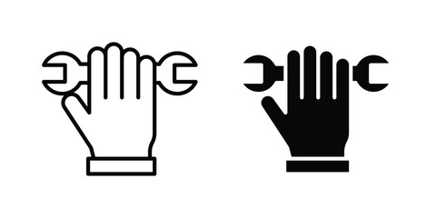 Obraz premium Hand holding wrench icon