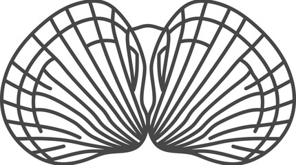 Symmetrical scallop shell line drawing illustration © nurul mustofa