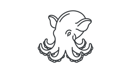 Detailed dumbo octopus line art drawing on white. © nurul mustofa