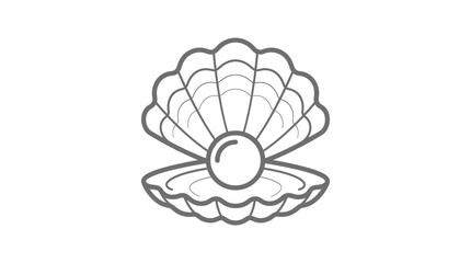 Scallop shell with pearl line art illustration. © nurul mustofa