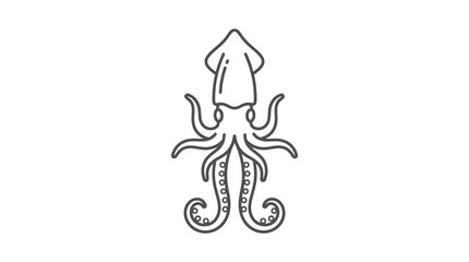 Naklejka premium Symmetrical squid line art drawing on white background.