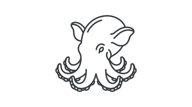 Detailed dumbo octopus line art drawing on white.