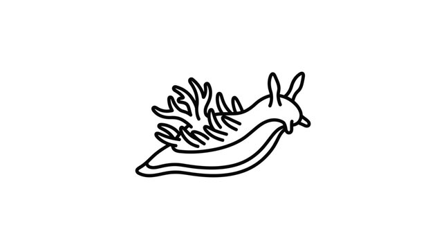 Sleek nudibranch sea slug line art icon