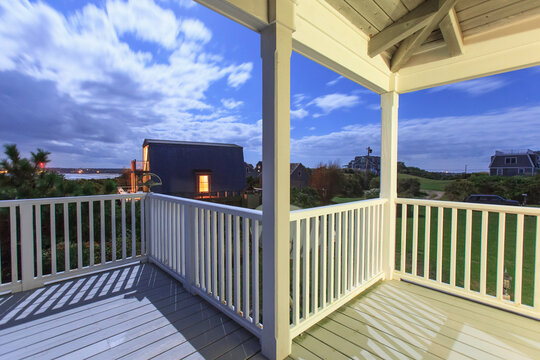 Deck of vacation home at midnight