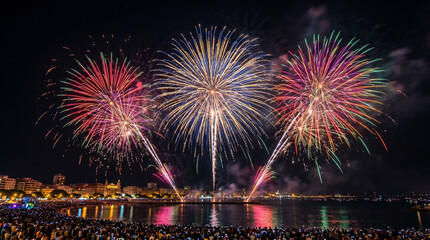 Fototapeta premium American Family Celebrating Patriotism with United States Flag, Freedom, Fireworks and National Pride in Beautiful Outdoor Nature Landscape