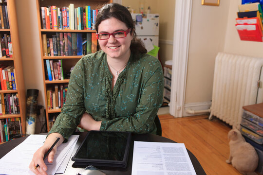 Woman with Asperger syndrome completing her job applications
