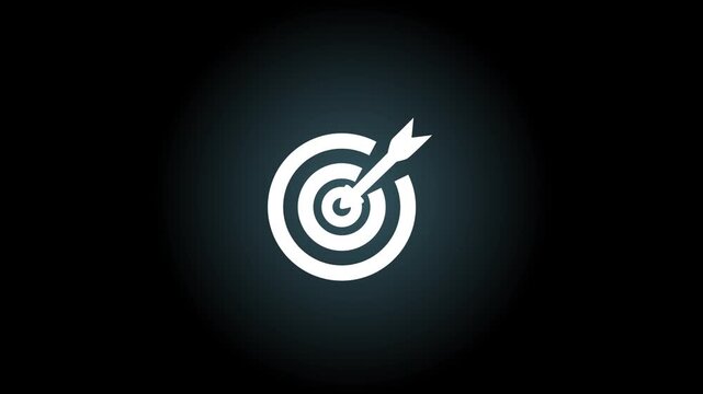 Businessman holding target icon with arrow hitting center, goal achievement, success strategy, performance focus, business planning, KPI growth and objective completion in modern corporate concept.4k