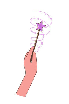 Hand-Drawn Hand Holding Magic Wand